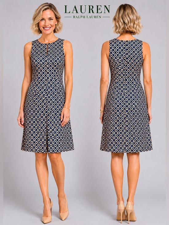 Ralph Lauren Dresses & Skirts - Lauren Ralph Lauren Navy & Gold Brocade Sheath Dress